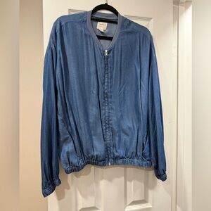 Super soft like new denim chambray zip up jacket